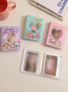 1pc Lovely Heart Shaped Hollow Out Photo Album With Cartoon Rabbit, 1 Grid Star-collecting Card For Student, Star Collection Book - Multicolor - View 5