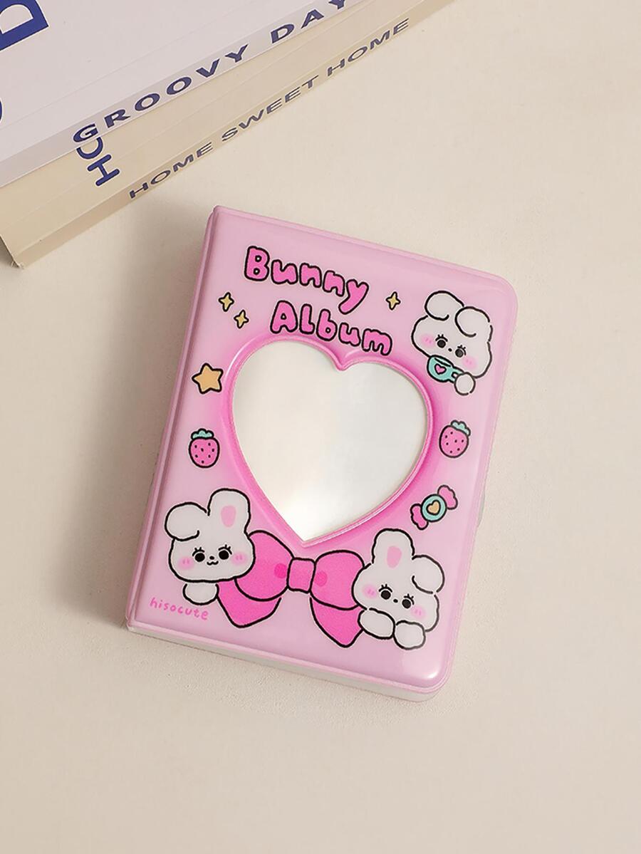 1pc Lovely Heart Shaped Hollow Out Photo Album With Cartoon Rabbit, 1 Grid Star-collecting Card For Student, Star Collection Book - Multicolor - View 1
