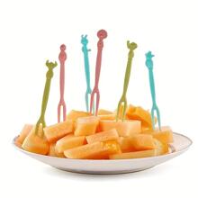 50 piezas de plástico unicolor Tenedor de fruta Set - Azul - Ver 9