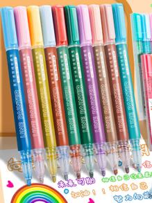 8入組雙線輪廓鋼筆帶隨機顏色,高光和雙線彩色馬克筆 - 彩色 - 查看 2