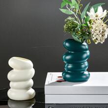 1 件塑膠花瓶,附人造花,適用於客廳、餐桌、電視櫃裝飾 - 白色 - 查看 2