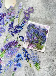 40pcs Purple Flower Pattern Scrapbooking Stickers For Planner Decoration - Multicolor - View 2