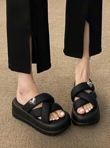 Damen süß und süß Stil Gemütlich Sandalen mit und Hausschuhe mit , Ideal Für Frühling und Sommer Tägliches Tragen - Schwarz - Übersicht 1