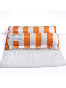 Foldable Striped Inflatable Floating Bed With Mesh Lounge Chair - Orange - View 2