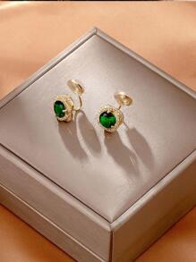 1雙綠色耳夾沒有穿孔蚊子螺旋類型耳環適合女士作為生日禮物 - 綠色 - 查看 2