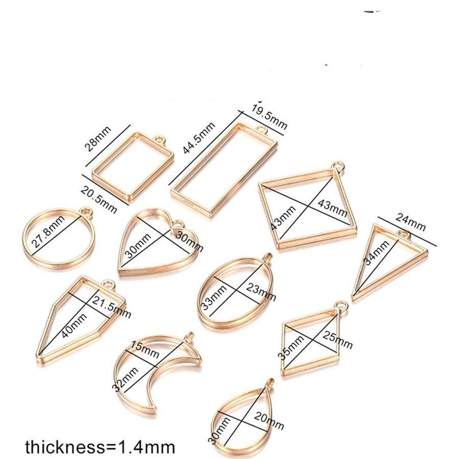 10pcs/lot Metal Geometric Hollow Frame Bezel Border Molds UV Epoxy