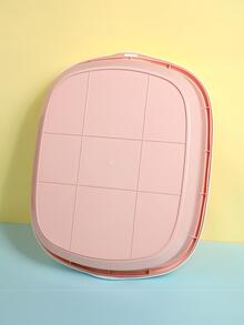 1pc Two Tone Cat Litter Box - Pink - View 3