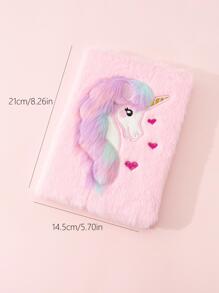 1 pieza Cuaderno con diseño de unicornio felpa - Multicolor - Ver 4