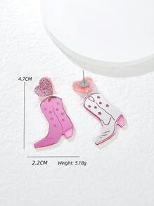 Pair Of Fashion Acrylic Printed Cow Leopard Western Cowboy Boots Hat Howdy Let's Go Girls Earrings For Women Independence Day Heart Pentagram Holiday Earrings Valentines