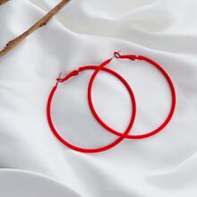 時尚鐵極簡圓耳環適合女士適用於假期旅行 - 紅色 - 查看 4