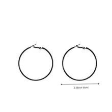 Bông tai dạng vòng tối giản bằng sắt thời trang dành cho nữ cho chuyến du lịch ngày lễ - màu đen - Xem 3