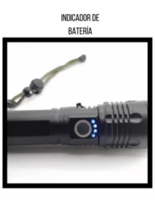 Linterna Tactica Militar 7000 Lumens USB Recargable de Mano para Exteriores - Negro - Ver 3