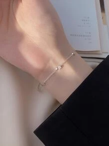 1入組時尚高端S925銀閃閃發光星形手環帶多種發亮的寶石裝飾用品適用於女性夏天,派對,禮品適用於女朋友節日