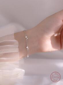 1入組時尚高端S925銀閃閃發光星形手環帶多種發亮的寶石裝飾用品適用於女性夏天,派對,禮品適用於女朋友節日