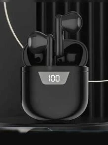 En oreja (insertar) Conceptos básicos para juegos Pantalla de alimentación LED a prueba de sudor Pantalla LED de control táctil de baja latencia, con auriculares inalámbricos con control de volumen de micrófono - Negro - Ver 1