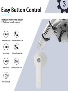 En oreja (insertar) Conceptos básicos para juegos Pantalla de alimentación LED a prueba de sudor Pantalla LED de control táctil de baja latencia, con auriculares inalámbricos con control de volumen de micrófono - Negro - Ver 2