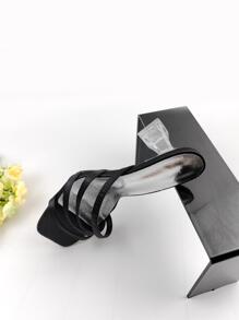 Phong cách giản dị & công sở Xăng đan nữ gót chunky trong suốt, Dép cao gót màu đen, Plus Size - màu đen - Xem 5