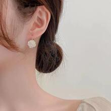 Bông tai hoa trà Pháp Xinmiya dành cho nữ, Khuyên tai hoa trắng mùa hè, Kẹp tai cao cấp & thanh lịch, Mặt dây tai thiết kế thích hợp - Màu be - Xem 6