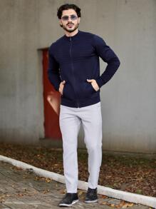 Men Sweaters - Navy Blue - View 2