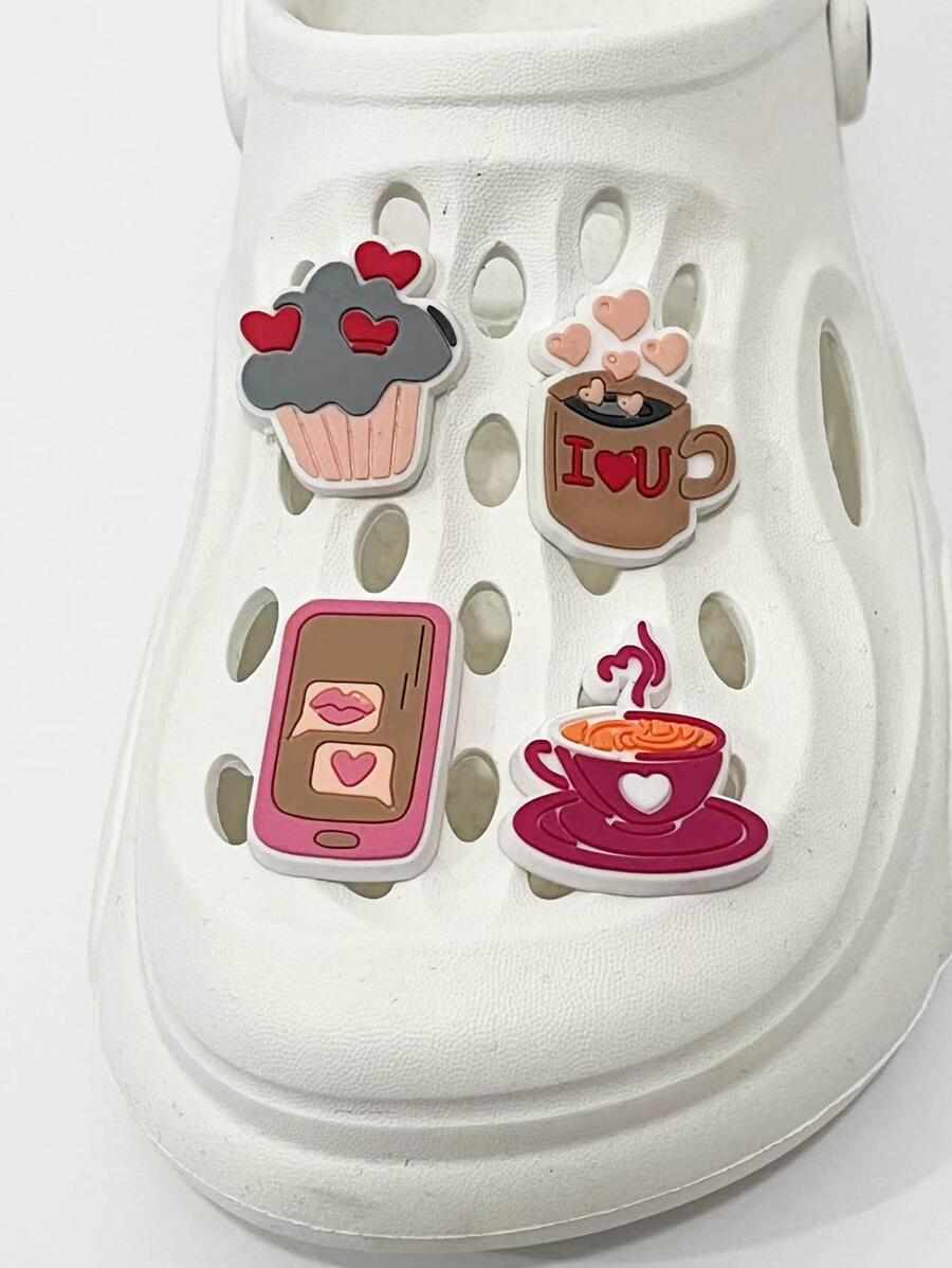 4入組可拆卸pvc鞋飾,愛情系列,可愛而有創意,適用於具有扣和孔的鞋子 - 彩色 - 查看 1
