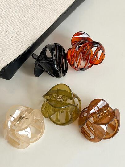 5 件装女士简约果冻色轻质塑料发夹，时尚百搭，优雅时尚，发髻造型，适合日常户外活动，洗脸、沐浴、化妆时固定头发，可作为发饰搭配衣服。休闲发夹发夹发夹发夹接发夹，爪夹秋冬度假装女士