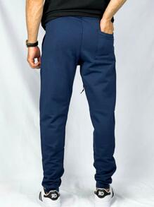 Calça Moletom Masculina 100% Algodão - Azul - Visão 2