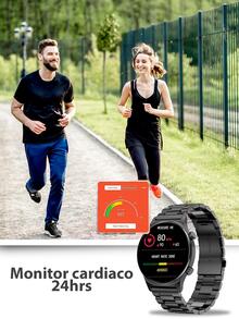 Reloj inteligente con pantalla LCD de 1,32 pulgadas | Smart Watch | correa de reloj de acero inoxidable con conteo de pasos | llamada de calorías | frecuencia cardíaca | presión arterial | deportes multifuncionales - Negro - Ver 7