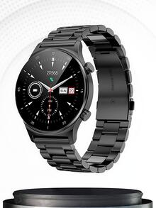 Reloj inteligente con pantalla LCD de 1,32 pulgadas | Smart Watch | correa de reloj de acero inoxidable con conteo de pasos | llamada de calorías | frecuencia cardíaca | presión arterial | deportes multifuncionales - Negro - Ver 2