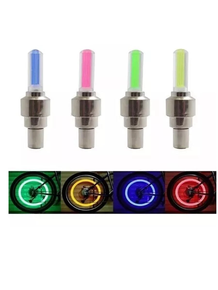2 Bicycle Lights. Tire Plug / 7 Colors - Multicolor - View 1