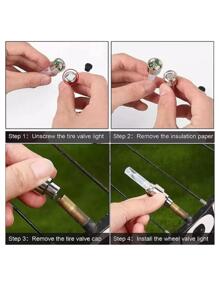 2 Bicycle Lights. Tire Plug / 7 Colors - Multicolor - View 3