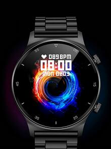 Reloj inteligente con pantalla LCD de 1,32 pulgadas | Smart Watch | correa de reloj de acero inoxidable con conteo de pasos | llamada de calorías | frecuencia cardíaca | presión arterial | deportes multifuncionales - Negro - Ver 10