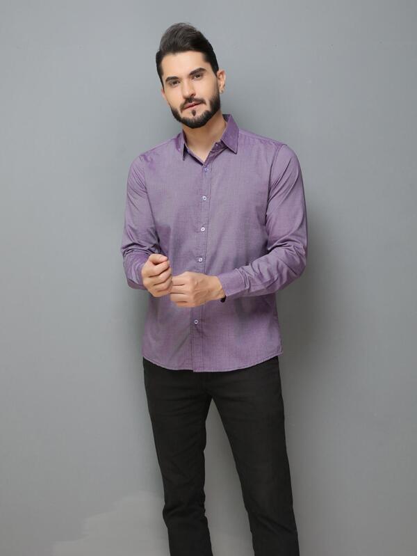 YLF MODA Camisa Social Slim Fit Masculina Manga longa