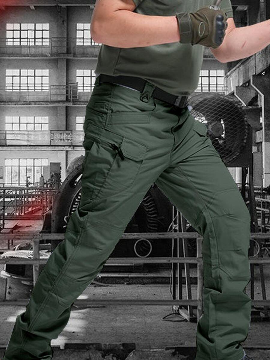 Pantalones Tácticos Impermeables de 10 bolsillos  bolsillos dobles profundos y bolsillos delanteros pequeños - Verde Lima - Ver 1