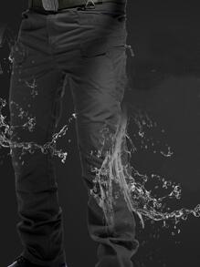 Pantalones Tácticos Impermeables de 10 bolsillos  bolsillos dobles profundos y bolsillos delanteros pequeños - Negro - Ver 3