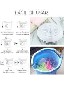 Mini Lavadora HOG.64 Tecnología Ultrasónica Diseño Compacto y Portátil Lavado Rápido y Eficiente Disfruta de un lavado eficaz sin necesidad de grandes electrodomésticos ELE-GATE - Blanco - Ver 2