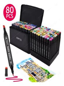 80 Colores Marcadores Doble Punta Plumones Punta De Pincel - Multicolor - Ver 1