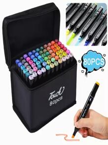 80 Colores Marcadores Doble Punta Plumones Punta De Pincel - Multicolor - Ver 2