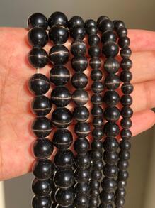 Đá Mặt Trăng Thiên Nhiên Đá Mắt Mèo Tròn Miếng Đệm Hạt Trang Sức Làm Tự Làm Vòng Tay Vòng Cổ, 15 "Chiều Dài, Có 4/6/8/10/12 Mm - màu đen - Xem 3