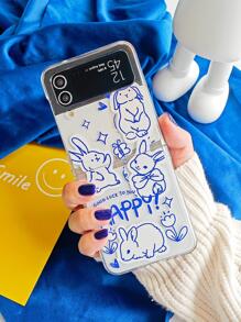 Cartoon Rabbit Print Clear Phone Case - Multicolor - View 1