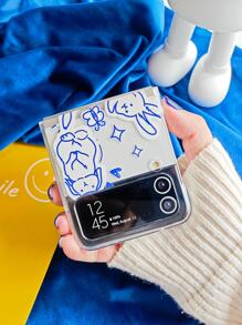 Cartoon Rabbit Print Clear Phone Case - Multicolor - View 4