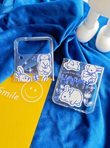 Cartoon Rabbit Print Clear Phone Case - Multicolor - View 5