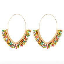 1雙手工製作針織米釘珠流蘇懸垂耳環適合女士,假期旅行派對首飾類 - 彩色 - 查看 2