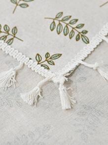 1 Họa Tiết Lá Tua Rua Trang Trí Khăn Trải Bàn, Polyester Hiện Đại Trang Trí Bàn Cho Gia Đình - Màu be - Xem 5