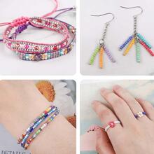 1280 Cái/bộ Màu Gradient Dễ Thương 4Mm Tự Làm Vòng Tay, Vòng Cổ, Bông Tai, Vòng Chân, Dây Đeo Điện Thoại Di Động & Bộ Phụ Kiện Làm Trang Sức Hạt Gạo, Quà Tặng Tiệc - Đen và trắng - Xem 5