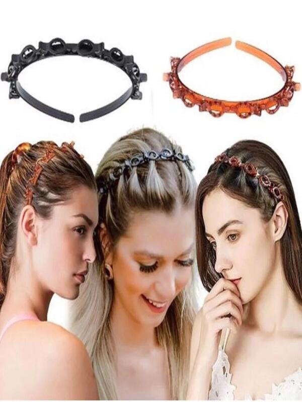 Tiara unissex de alice, faixa de cabelo para homens, mulheres, esportiva, aro de metal, franja dupla, penteado, grampo de cabelo em estoque