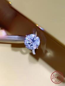 1 Máy Tính Thời Trang Thiết Kế Đơn Giản Nữ Chỉ Số Nhẫn Tròn Lớn Kim Cương Tay Trang Sức S925 Nhẫn Bạc - Bạc - Xem 3