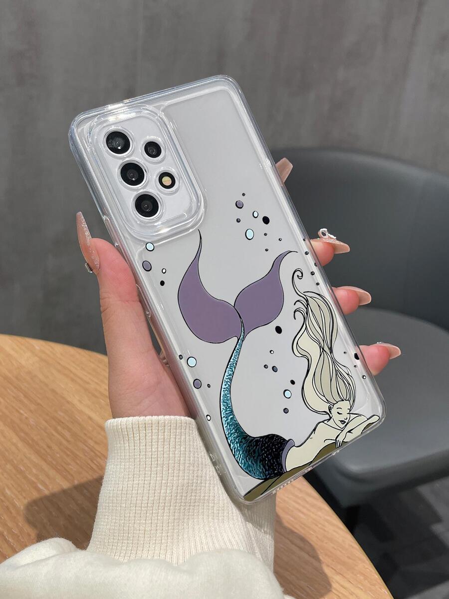 Funda de celular transparente con dibujos animados sirena con estampado - Multicolor - Ver 1