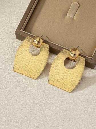 1对时尚、简约、优雅的复古纹理不规则垂坠耳环