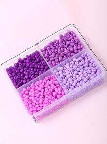4 Cores, 1500 peças de Contas de 3mm, Adequado para Mulheres Fazerem DIY de Pulseiras, Colares e Outras Joias - Roxo - Visão 3