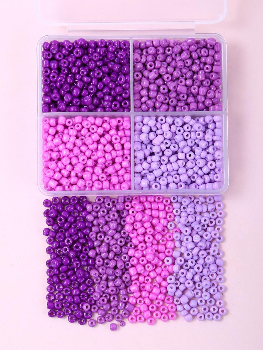 4 Cores, 1500 peças de Contas de 3mm, Adequado para Mulheres Fazerem DIY de Pulseiras, Colares e Outras Joias - Roxo - Visão 1